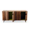 h2 Credenza in Legno Esotico Riciclato con 4 Ante e Piedini in Metallo - Design Sostenibile