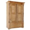 w Armadio Antico in Abete con Decorazione Frontale e Cassettone