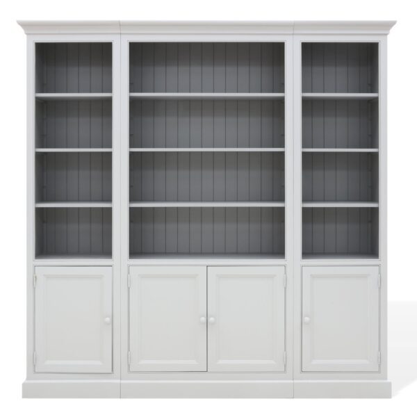 Libreria a 3 Moduli Laccata – Design Bicolore, Ripiani Regolabili