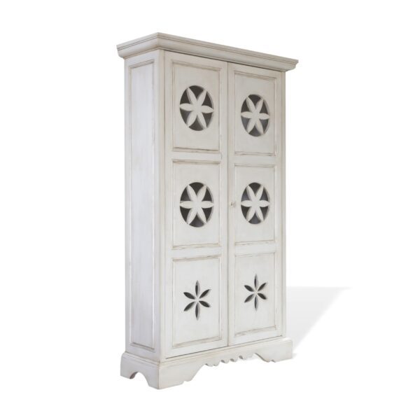 f1 Armadio/Dispensa "Fiore" Laccato Bianco Anticato