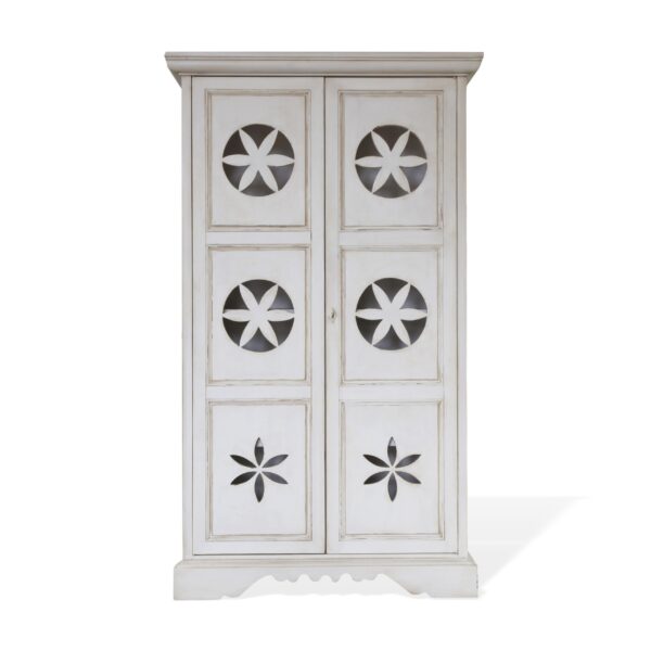f2 Armadio/Dispensa "Fiore" Laccato Bianco Anticato