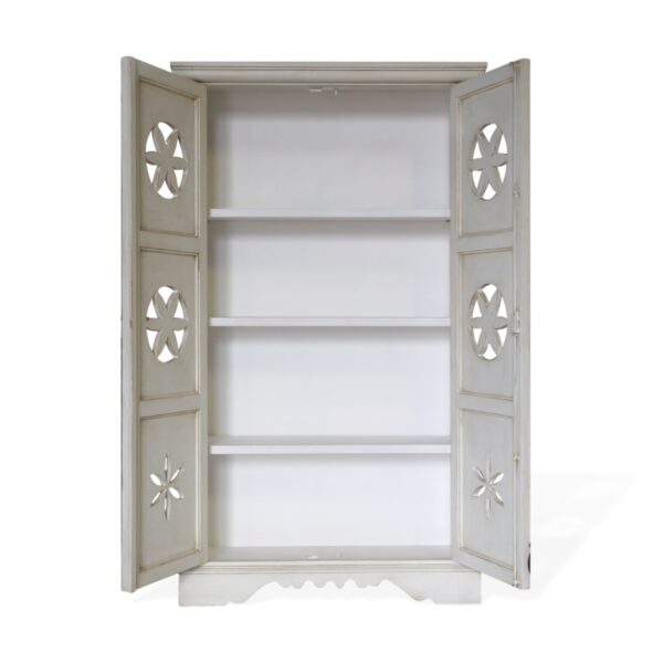 f4 Armadio/Dispensa "Fiore" Laccato Bianco Anticato